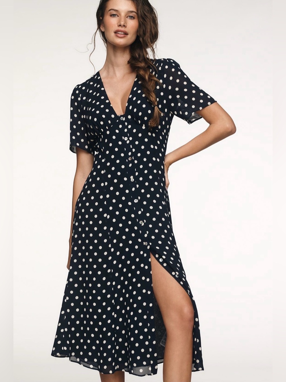 NWT Reformation By Anthropologie Lise Polka Dot Dress SZ 6 - Picture 5 of 5